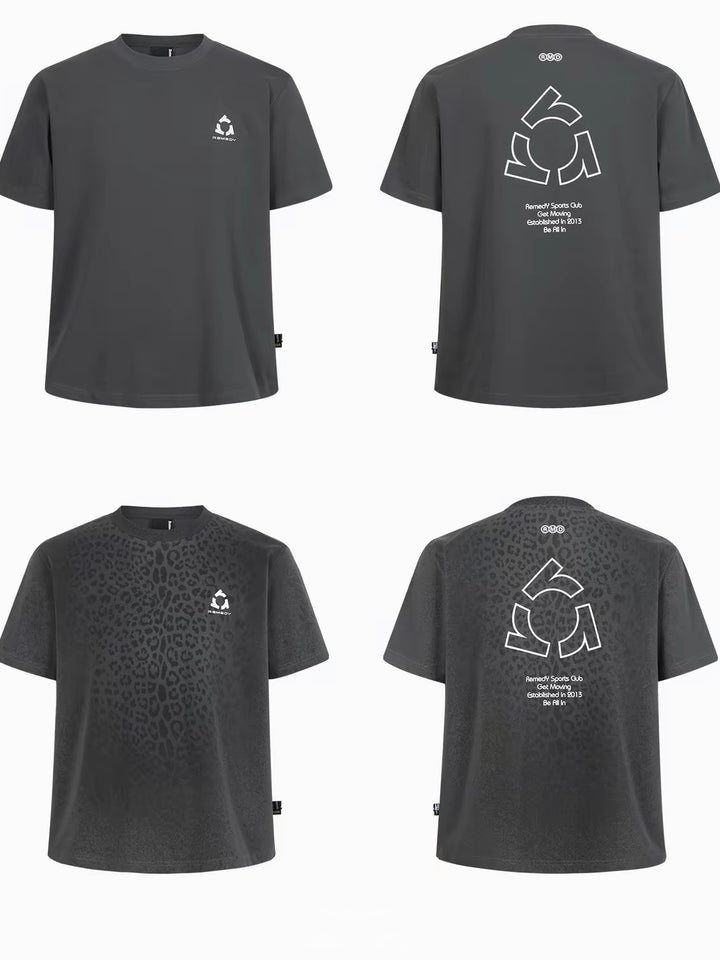 Sweat Reactive Leopard Print T-Shirt - Charcoal Grey