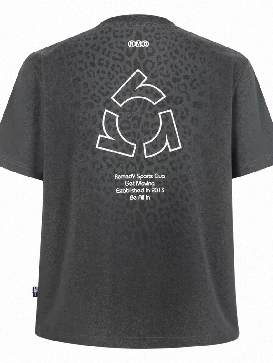 Sweat Reactive Leopard Print T-Shirt - Charcoal Grey