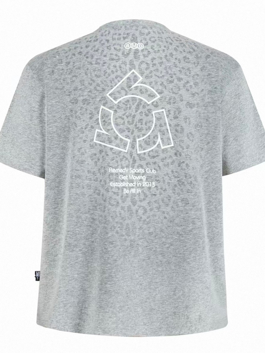 Sweat Reactive Leopard Print T-Shirt - Gray