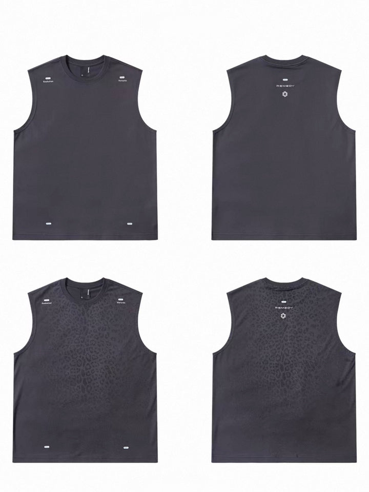 Sweat Reactive Leopard Print Tank- Charcoal Grey