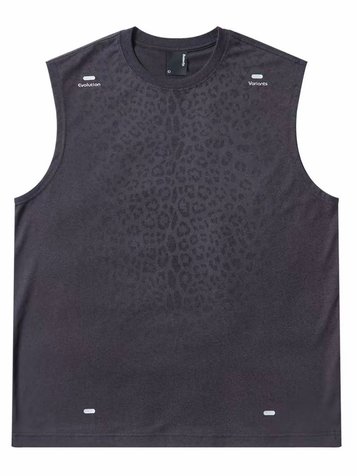 Sweat Reactive Leopard Print Tank- Charcoal Grey