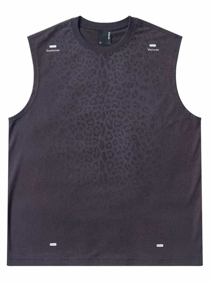 Sweat Reactive Leopard Print Tank- Charcoal Grey