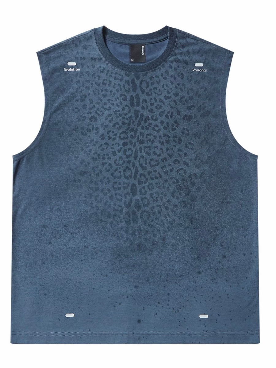 Sweat Reactive Leopard Print Tank- Lake Blue