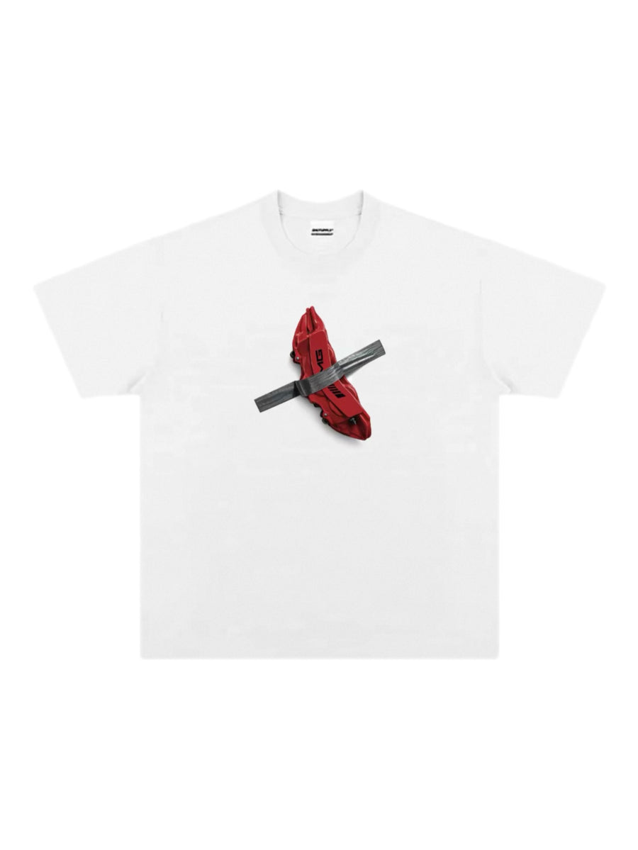 Tape Caliper Print Tee- AMG-White